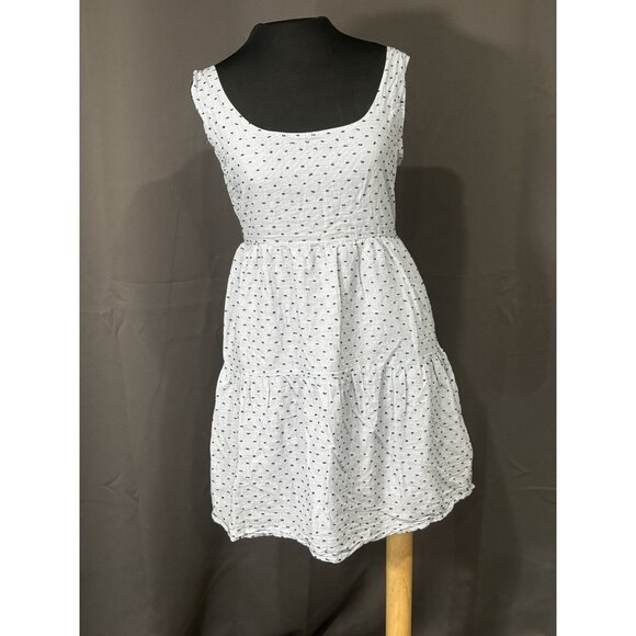 Sim & Sam Blue Polka Dot Cotton Sleeveless Tiered Dress Womens Summer Style Sz S - Picture 1 of 8